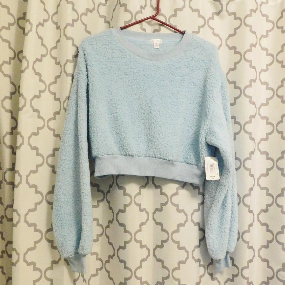 Flirtitude Baby Blue Teddy Cropped Sweatshirt - NWT -M